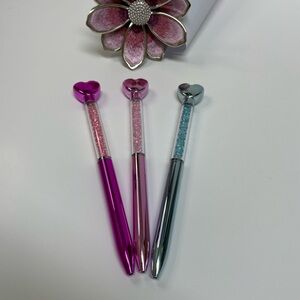 Heart Top Pens - Pink, Silver, Blue